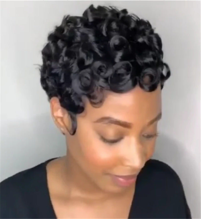 New Women's African Small Synthetic Wigs Wig Short Curly Hair