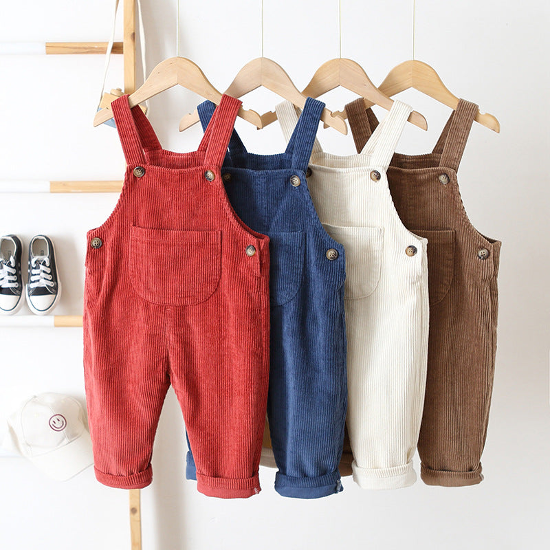 Children's Clothing Korean Style Suspender Year-old Corduroy Children's Pants