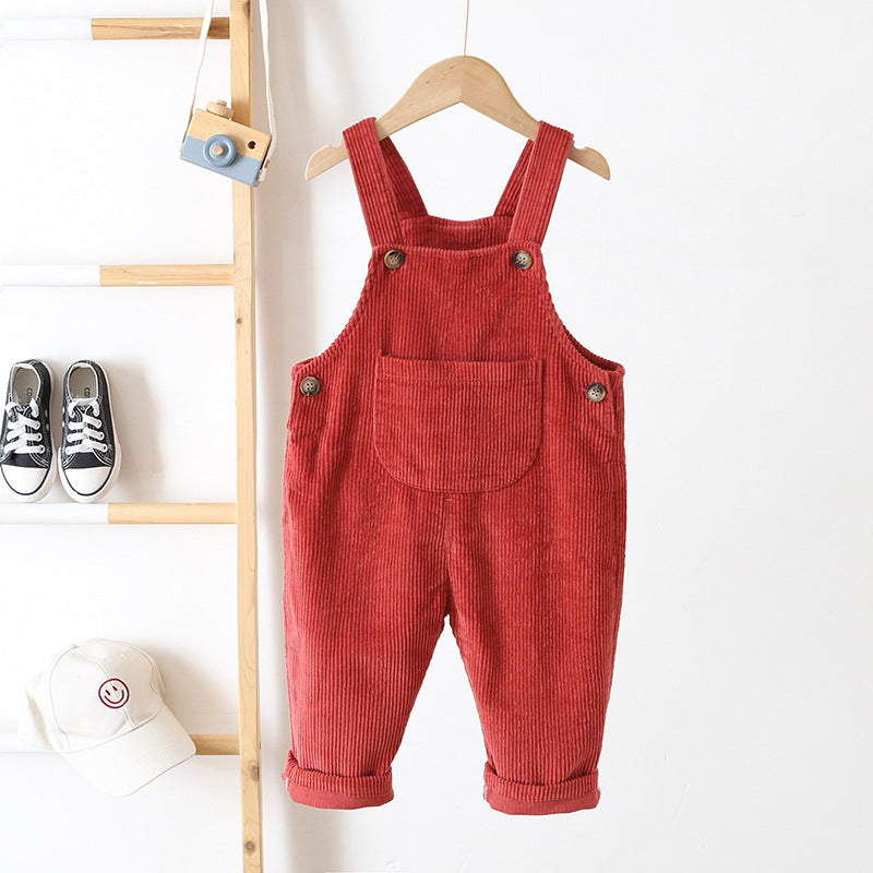 Children's Clothing Korean Style Suspender Year-old Corduroy Children's Pants