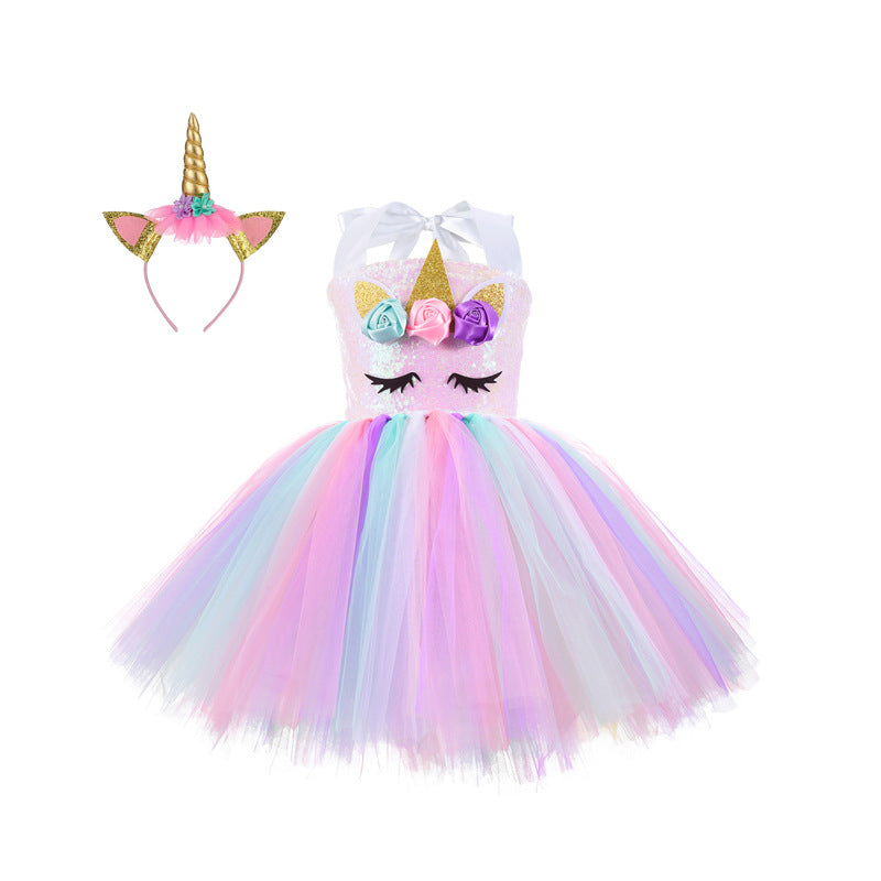 Unicorn Halloween Costume Princess With Lining Children's Dress
