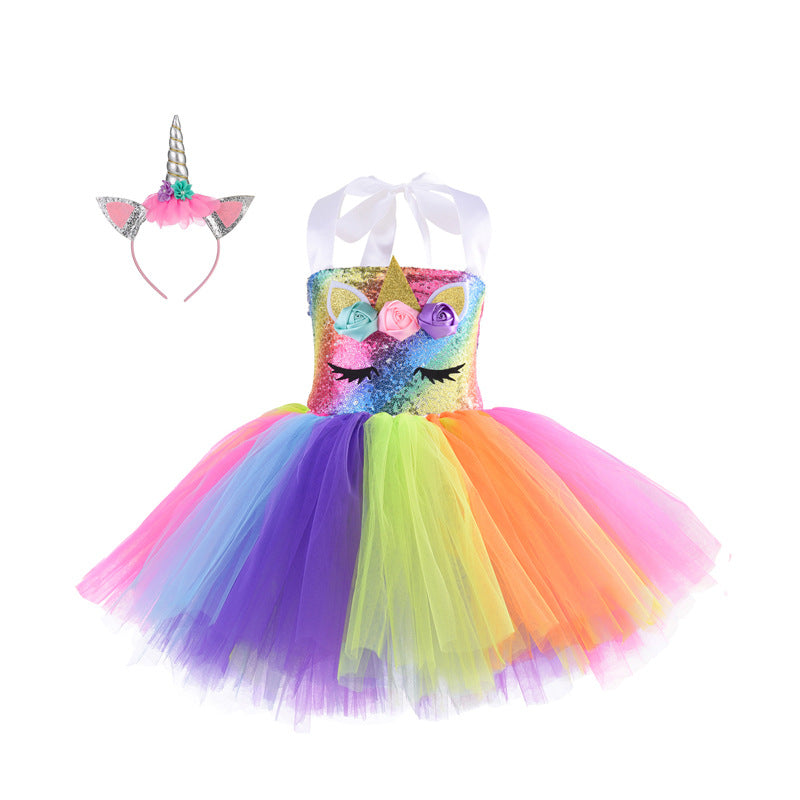 Unicorn Halloween Costume Princess With Lining Children's Dress