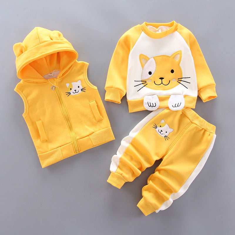 Children's Korean Style Clothing Fleece Padded Bear Children's Suit