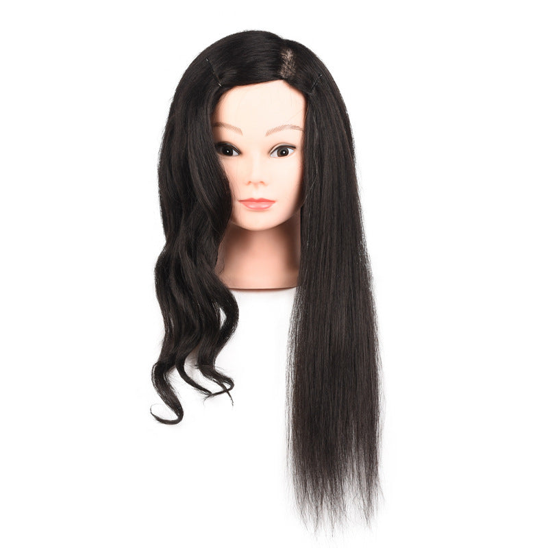 Head Hairdressing Teaching Model Blowing Hot Female Doll Real Hair Wig