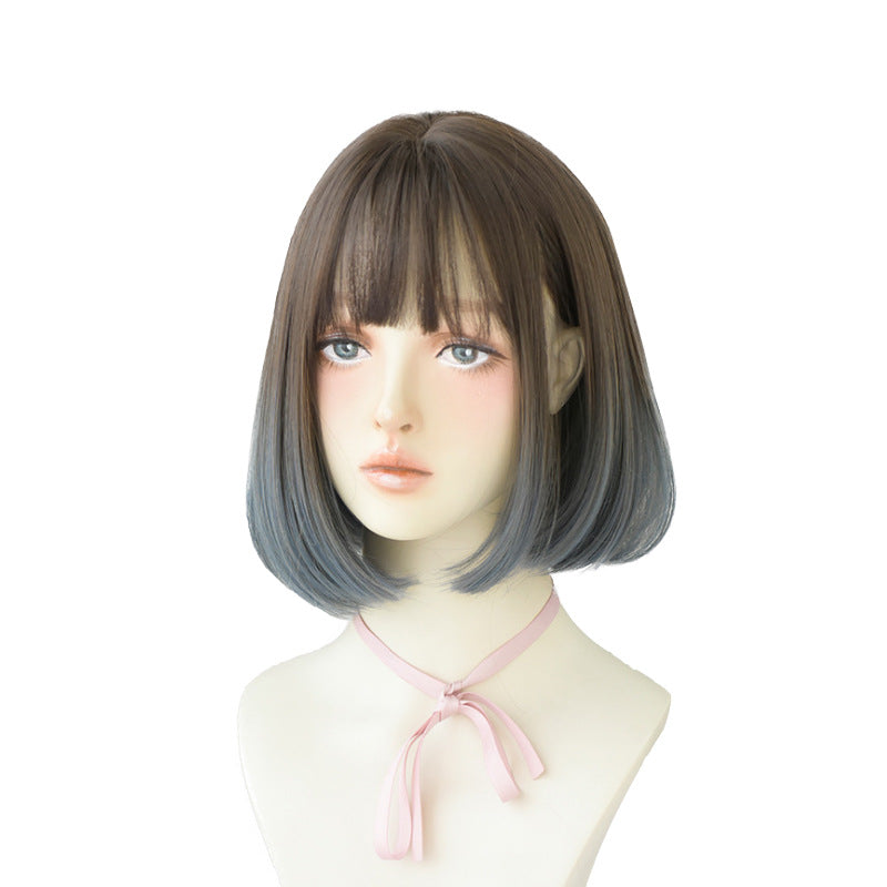Fashion Female Wave Head Round Face Wig Short Straight Hair