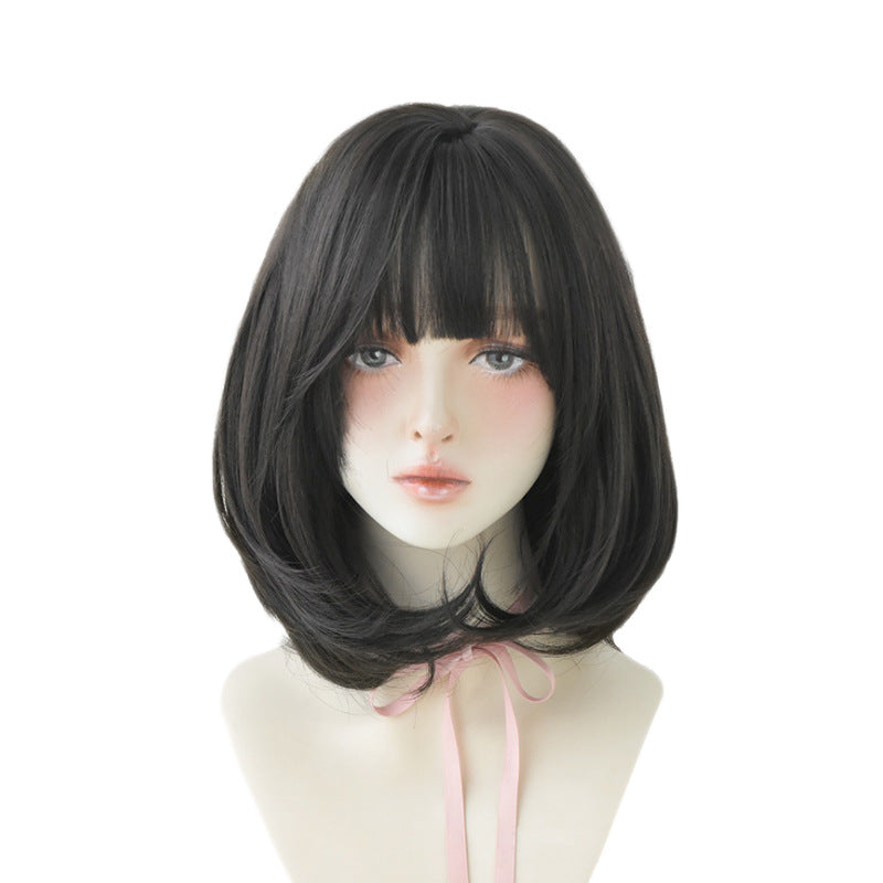 Women's Bangs Round Face Inner Buckle Full Top Cover Wig Short Curly Hair