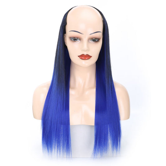 Matte Realistic Head Cover Type Seamless Long Straight Wig