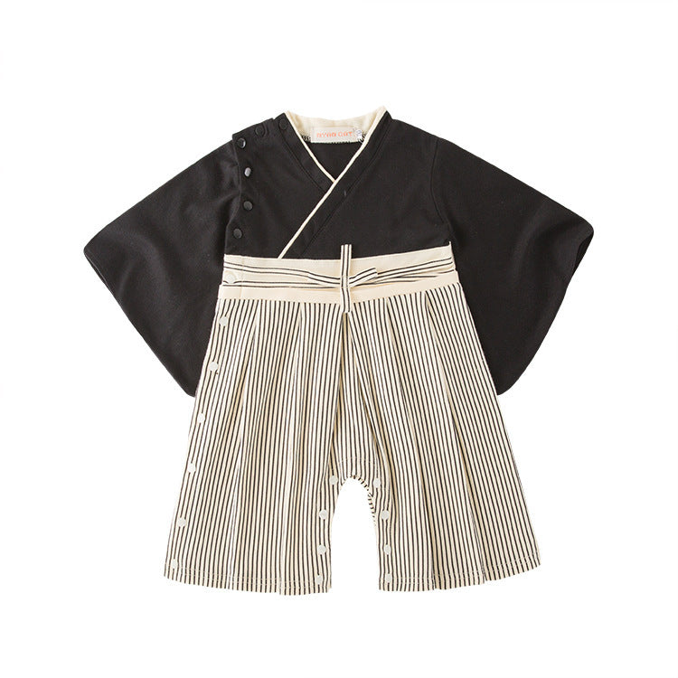Children's Clothing Long-sleeved Kimono Jumpsuit Bow Romper Jumpsuit, Climbing Suit