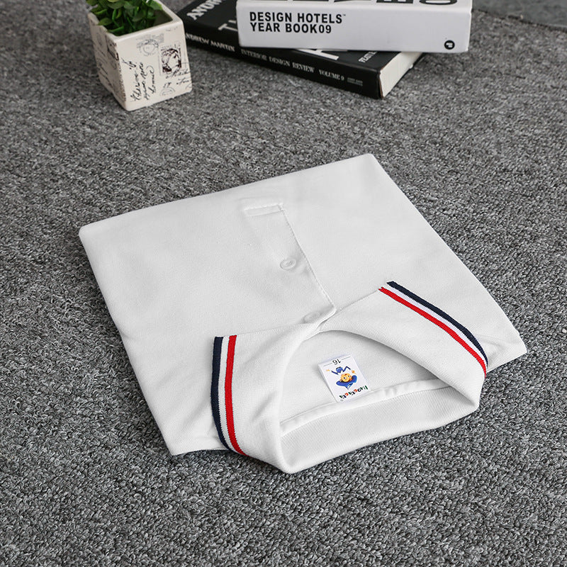 Children's Solid Color Shirt Pure Cotton Primary School Business Attire Uniform Children's T-shirt