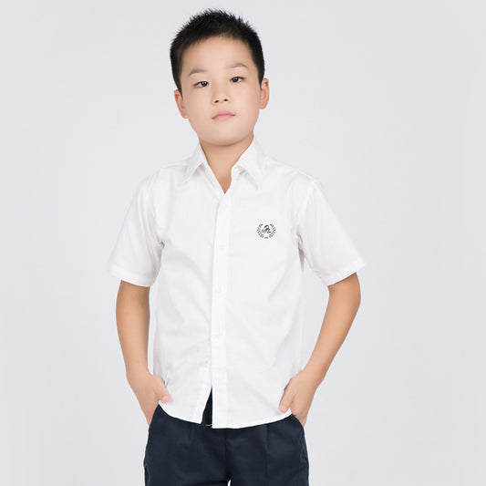 Children's Summer Short-sleeved White Pure Cotton Performance Clothes Children's Shirt
