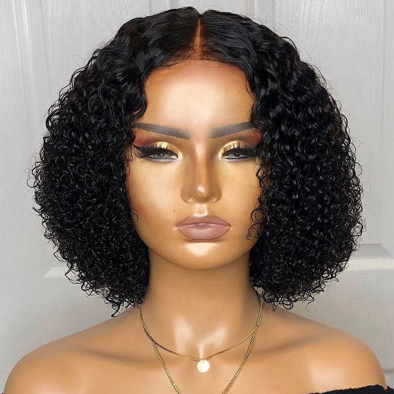Sheath Black Small Volume Chemical Fiber Wig Short Curly Hair