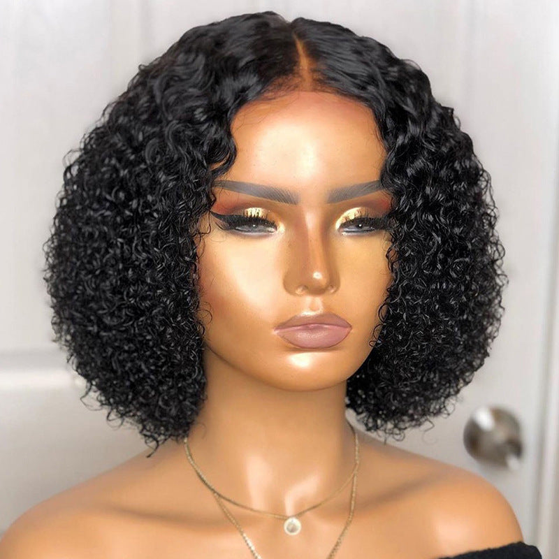 Sheath Black Small Volume Chemical Fiber Wig Short Curly Hair