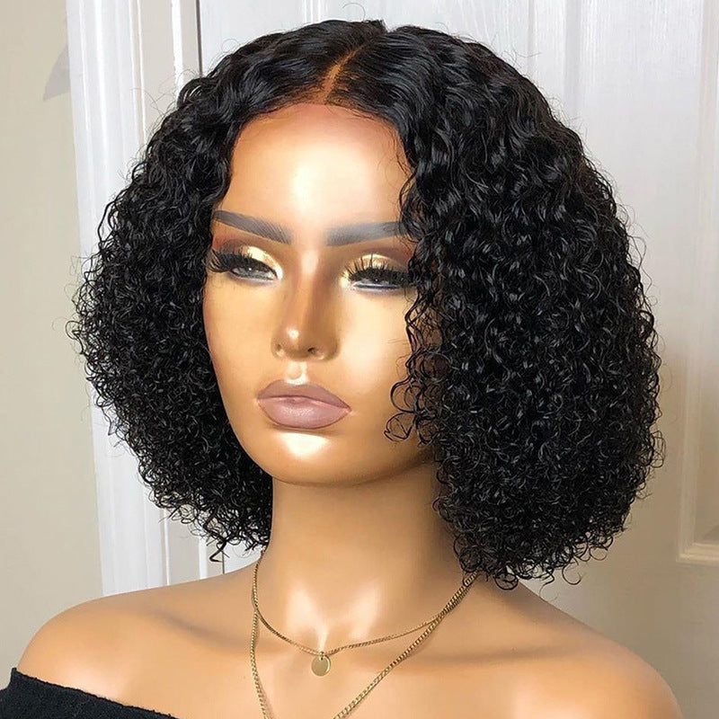 Sheath Black Small Volume Chemical Fiber Wig Short Curly Hair