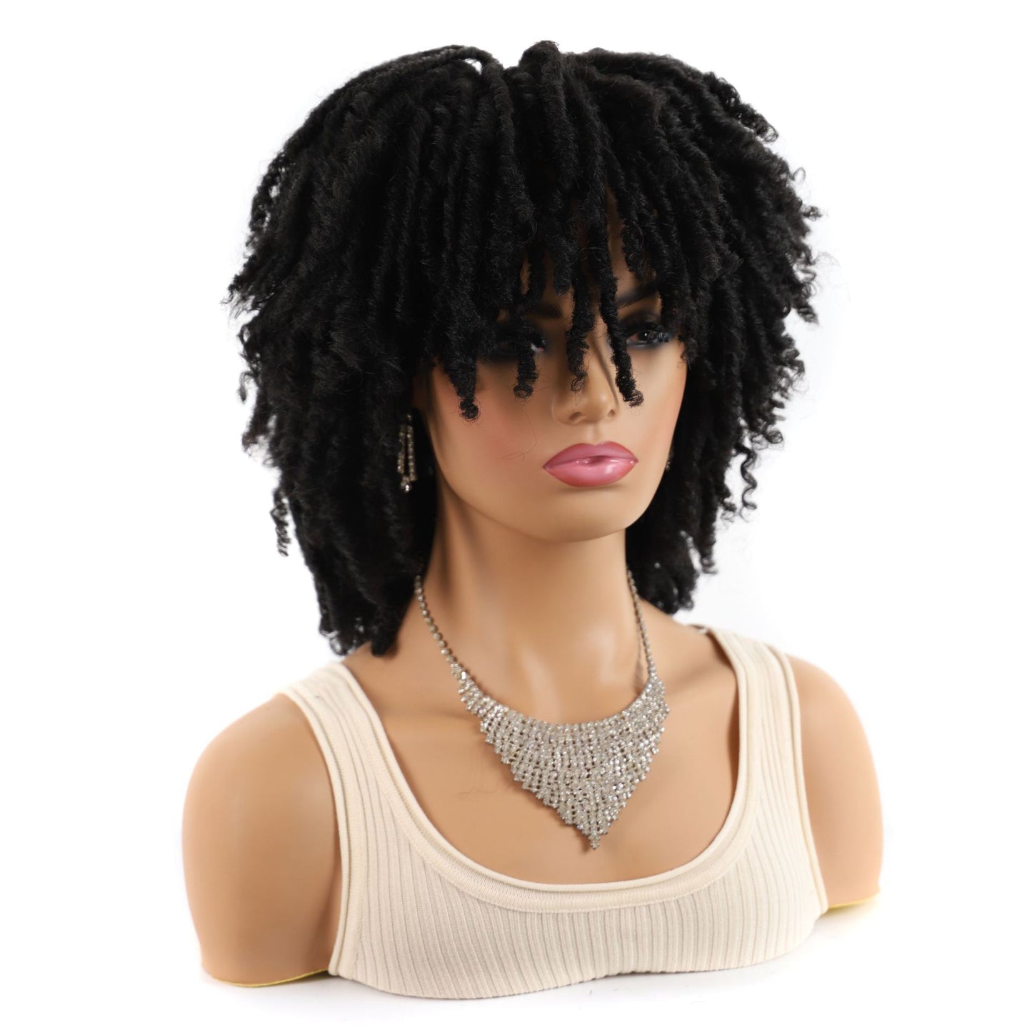 Wigs With Small Curly Head Cover Tube Qu Wig Short Straight Hair