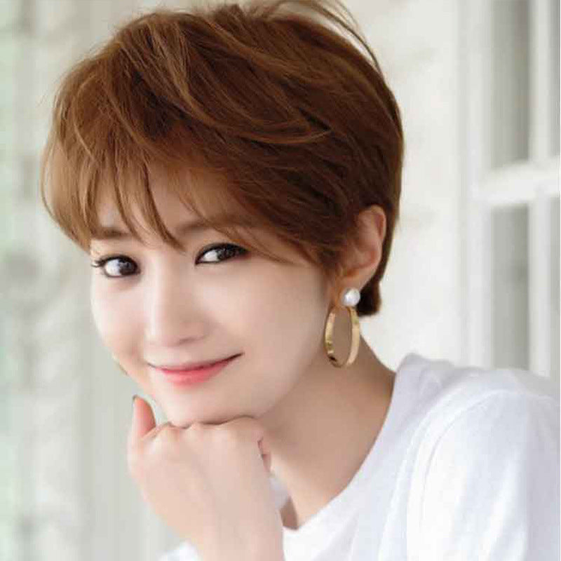 Women's Korean Style Personalized Human High Wig Short Straight Hair