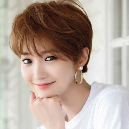 Women's Korean Style Personalized Human High Wig Short Straight Hair
