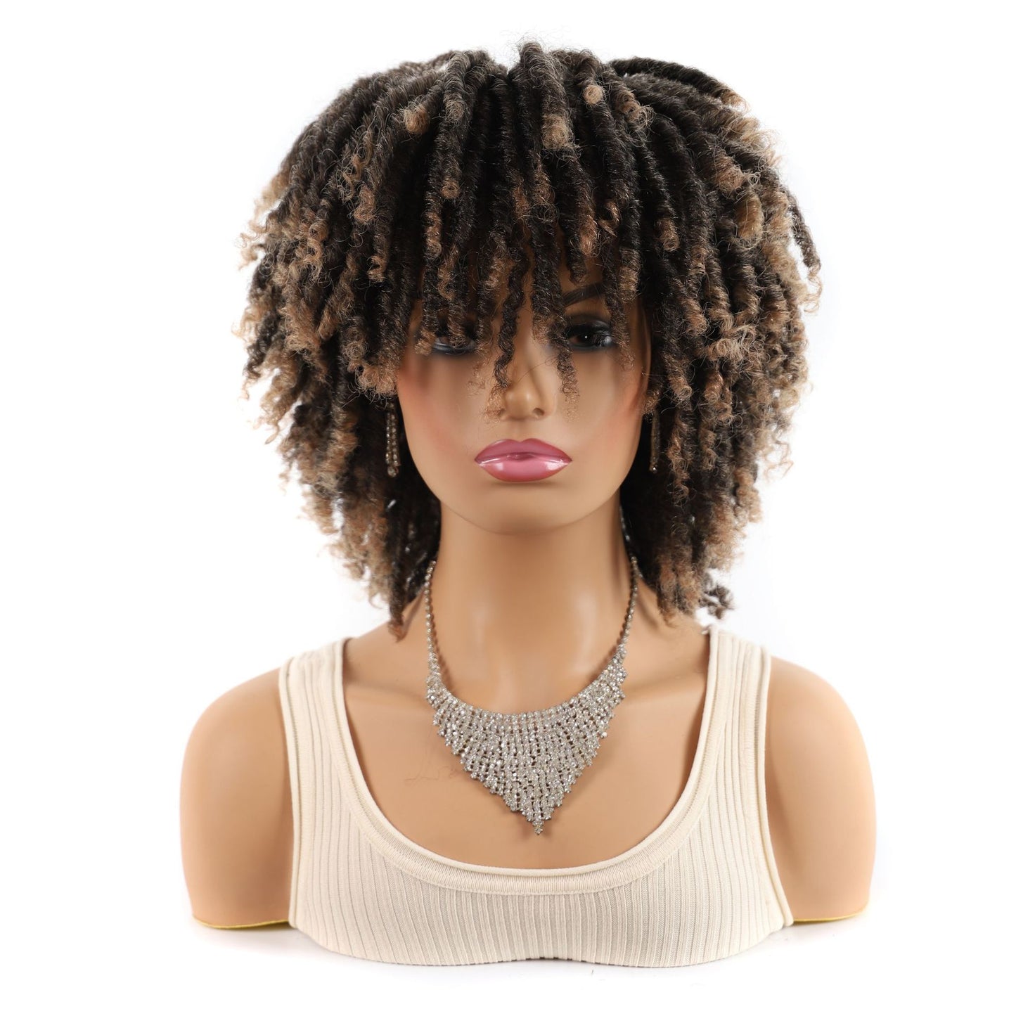 Wigs With Small Curly Head Cover Tube Qu Wig Short Straight Hair