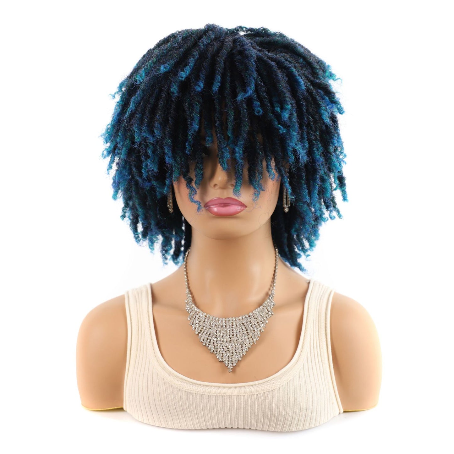 Wigs With Small Curly Head Cover Tube Qu Wig Short Straight Hair