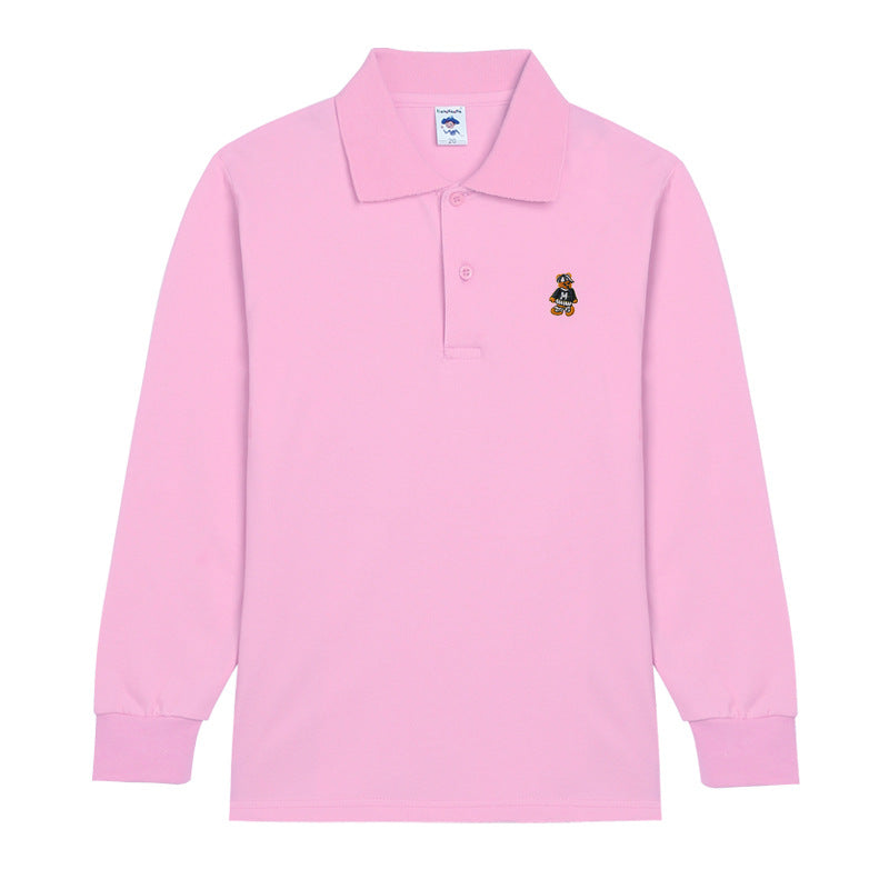 Children's Solid Color Shirt Pure Cotton Primary School Business Attire Uniform Children's T-shirt