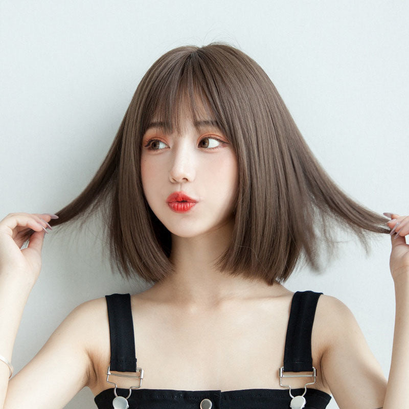 Collarbone Length Haircut Medium Long Female Wig Short Curly Hair