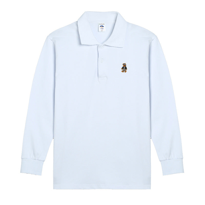 Children's Solid Color Shirt Pure Cotton Primary School Business Attire Uniform Children's T-shirt