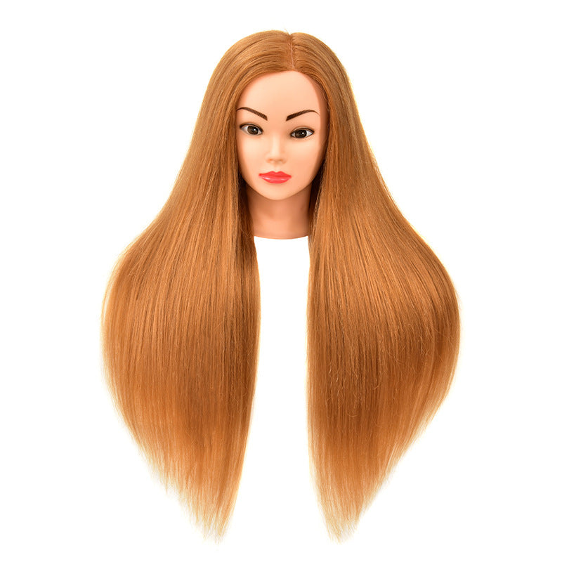 Head Hairdressing Teaching Model Blowing Hot Female Doll Real Hair Wig