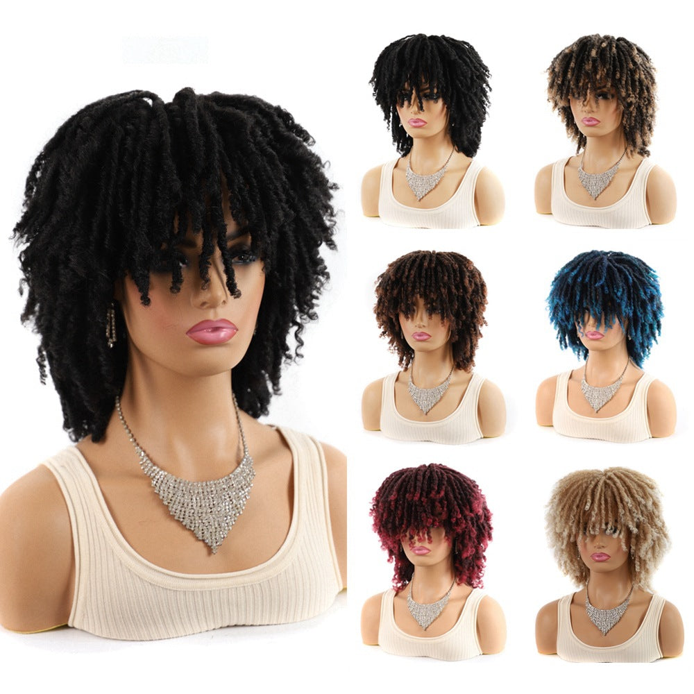 Wigs With Small Curly Head Cover Tube Qu Wig Short Straight Hair