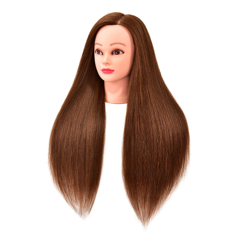 Head Hairdressing Teaching Model Blowing Hot Female Doll Real Hair Wig