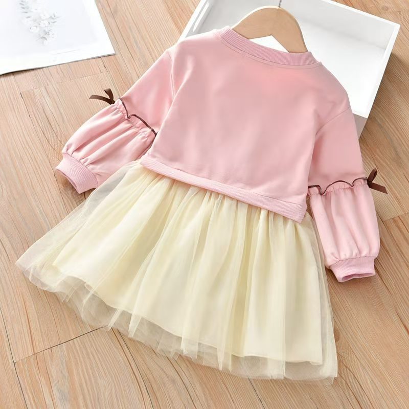 Embroidered Long-sleeved Autumn Small Older Mesh Children's Dress