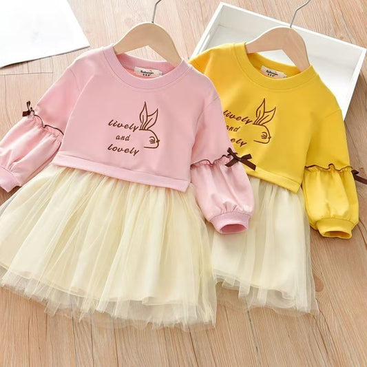 Embroidered Long-sleeved Autumn Small Older Mesh Children's Dress