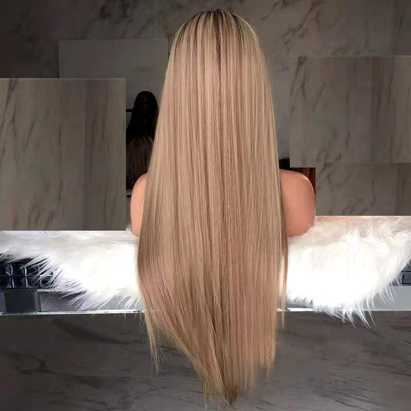 Fiber Former Lace Head Cap Rose Net Long Straight Wig