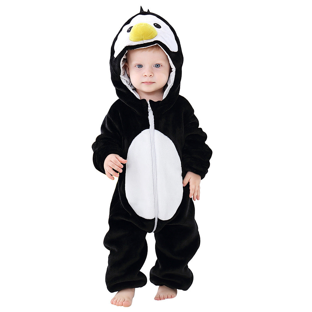 Flannel Animal Jumpsuit Going Out Clothes Cartoon Hooded Jumpsuit, Climbing Suit