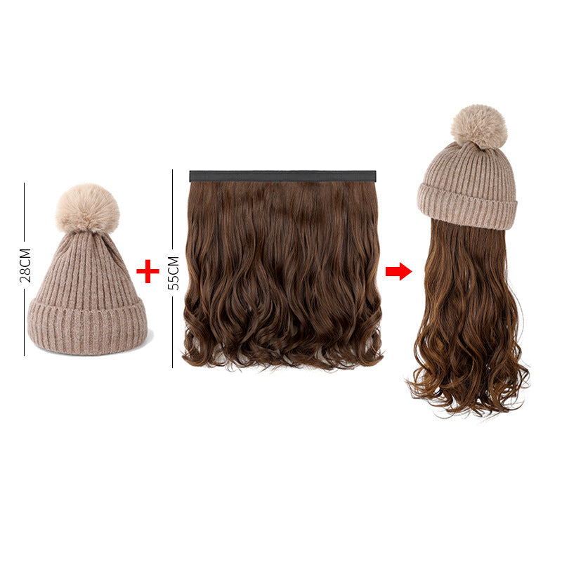 Hat Curly Hair Removable Fashion Woolen Natural Wig Long Curls
