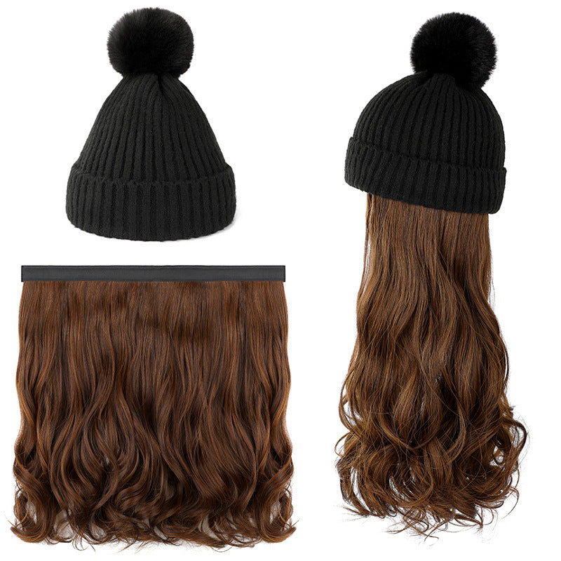 Hat Curly Hair Removable Fashion Woolen Natural Wig Long Curls