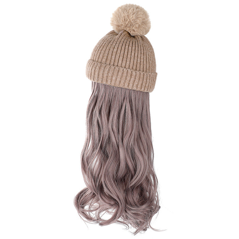 Hat Curly Hair Removable Fashion Woolen Natural Wig Long Curls