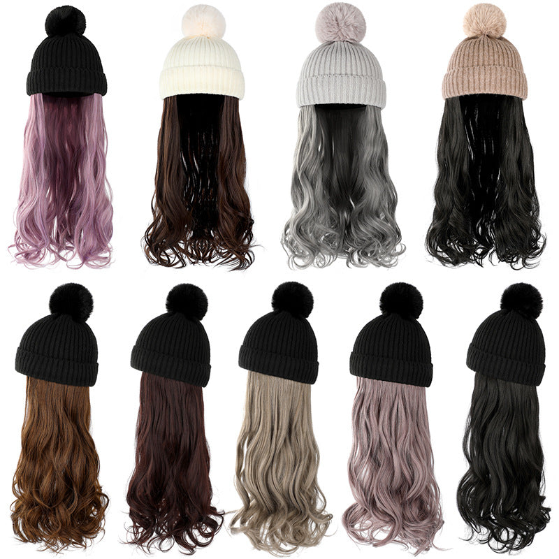 Hat Curly Hair Removable Fashion Woolen Natural Wig Long Curls