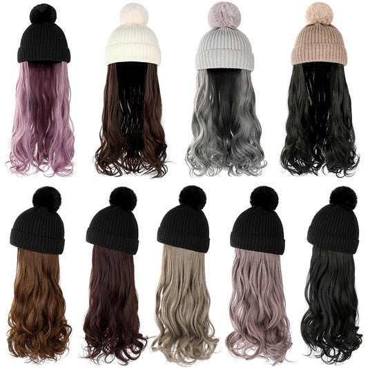 Hat Curly Hair Removable Fashion Woolen Natural Wig Long Curls
