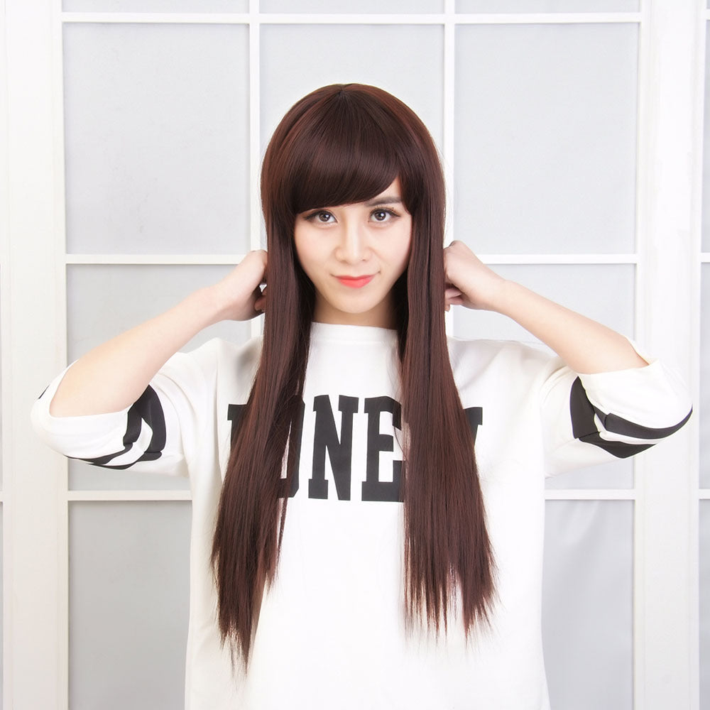 Air Side Bangs Hair Fluffy Realistic Fashion Sweet Cute Long Straight Wig