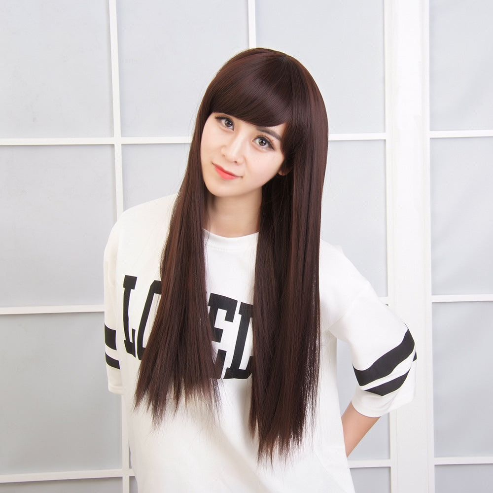 Air Side Bangs Hair Fluffy Realistic Fashion Sweet Cute Long Straight Wig