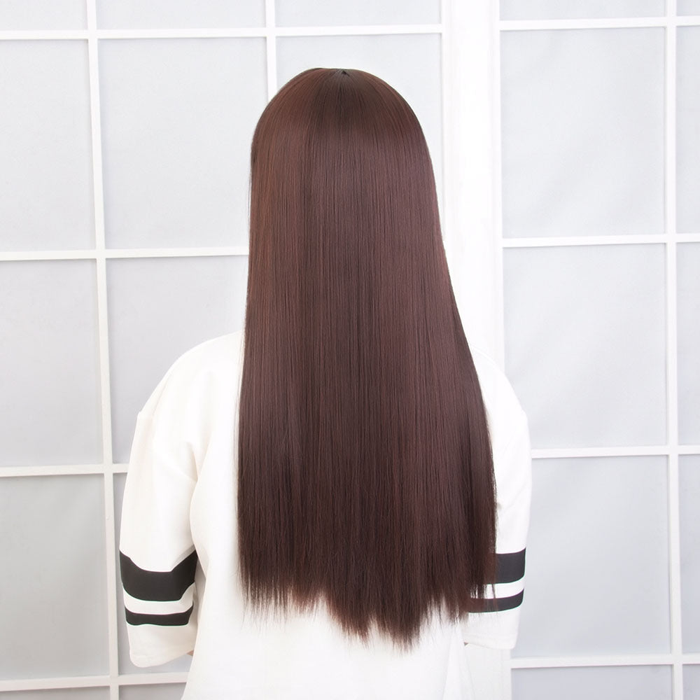Air Side Bangs Hair Fluffy Realistic Fashion Sweet Cute Long Straight Wig