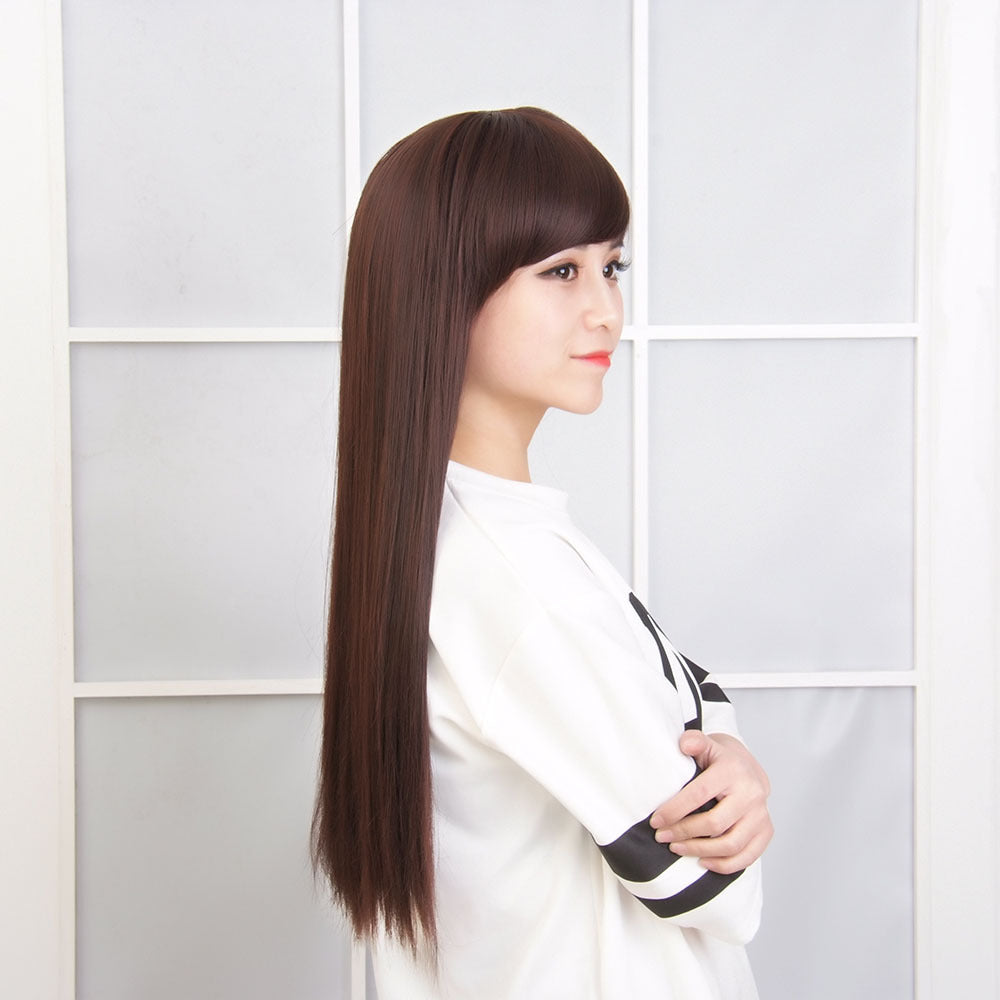 Air Side Bangs Hair Fluffy Realistic Fashion Sweet Cute Long Straight Wig