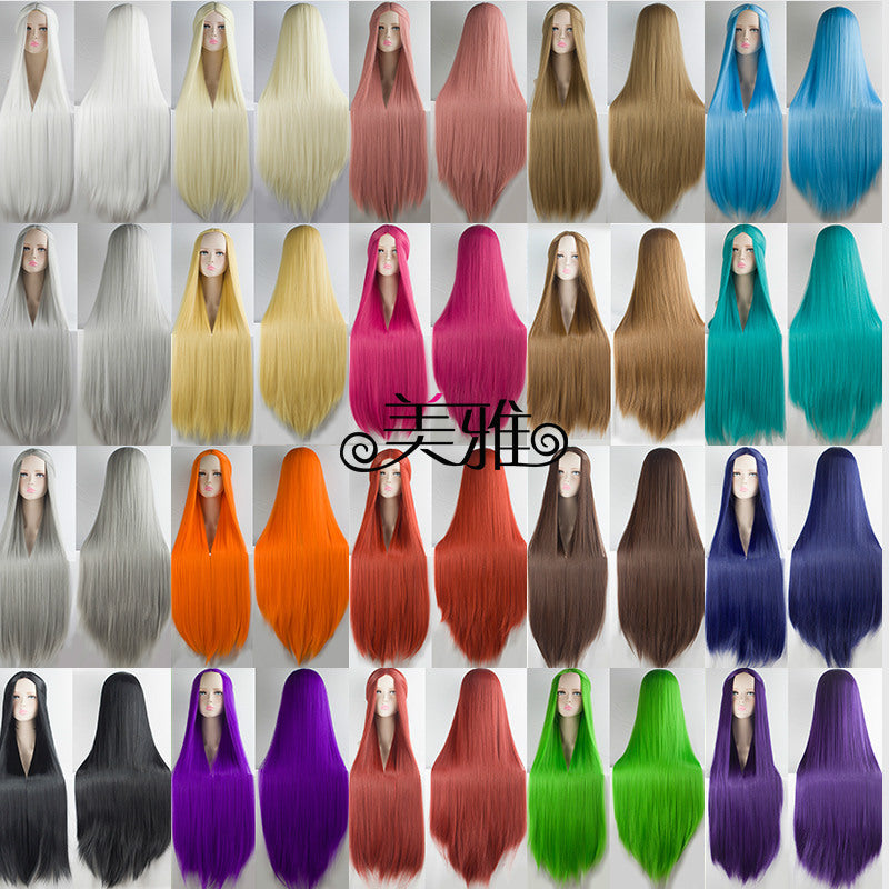 Hair Female Black White Blue Green Purple Cos Wig