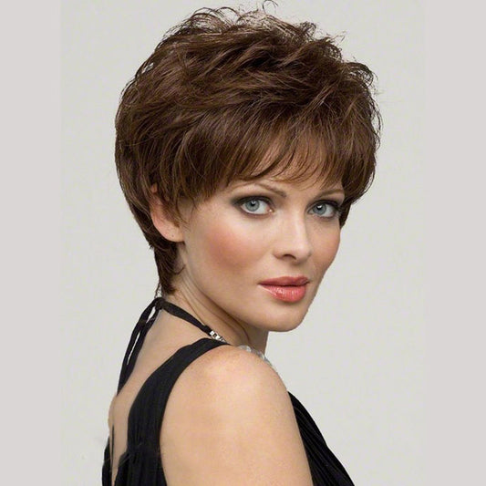 Women's Fashion Curly Micro Volume Sheath Wig Short Straight Hair