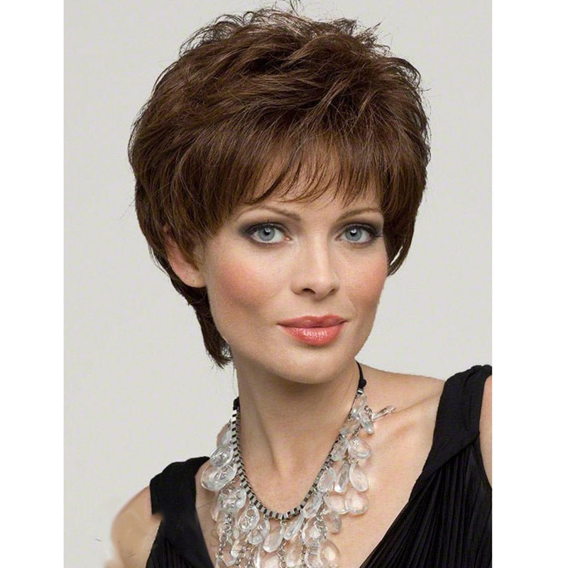 Women's Fashion Curly Micro Volume Sheath Wig Short Straight Hair