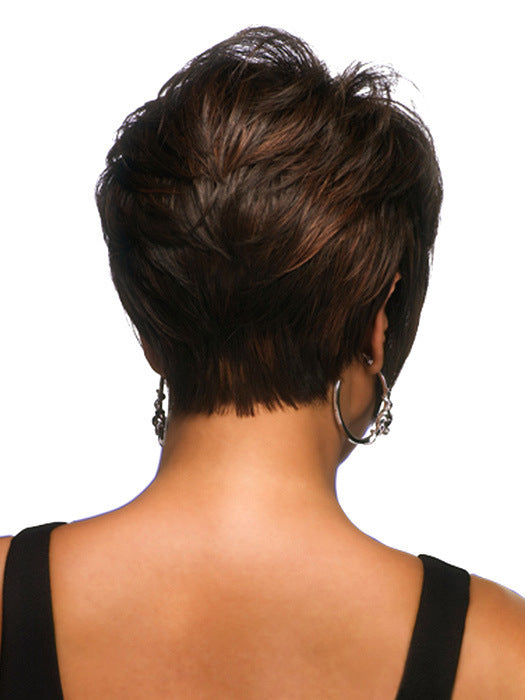 Women's Fluffy Lifelike Micro Curly Head Cover Wig Short Straight Hair