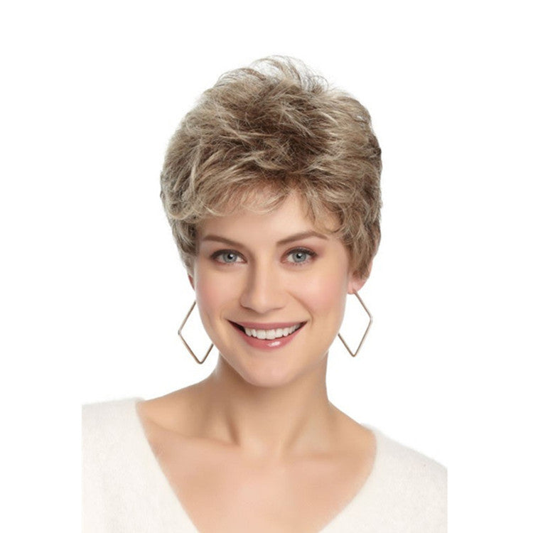 Good Quality Short Hair Lady Sexy Hairstyle White Wig Long Curls