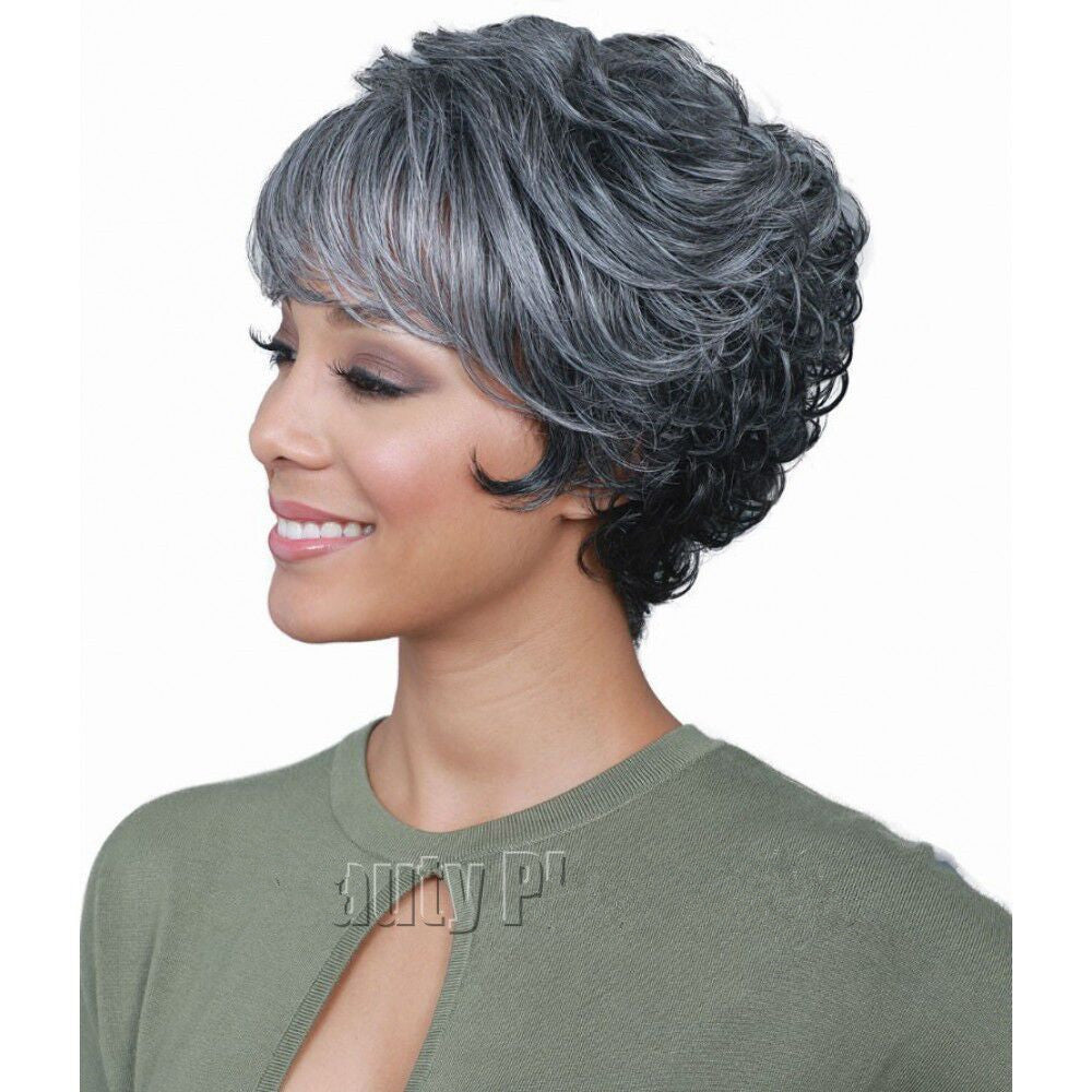 Female Gray Gradient Preference Super Personality Wig Short Curly Hair