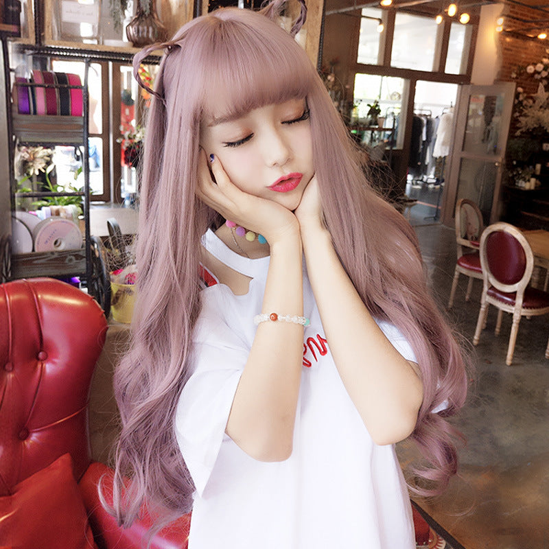 Net Female Curly Hair Air Bangs Wig Long Curls
