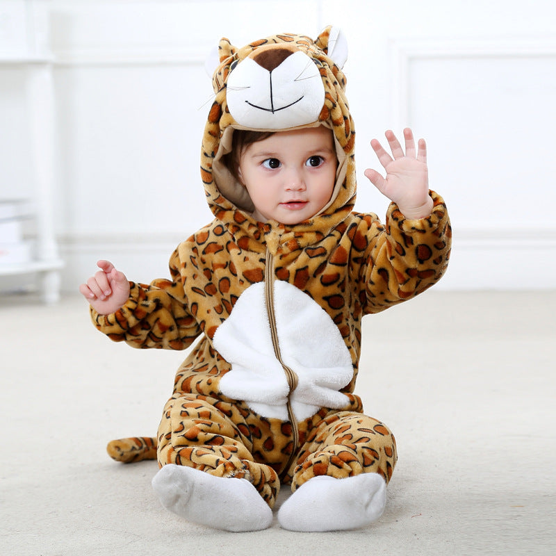 Infant Flannel Animal Performance Wear Cartoon Jumpsuit, Climbing Suit