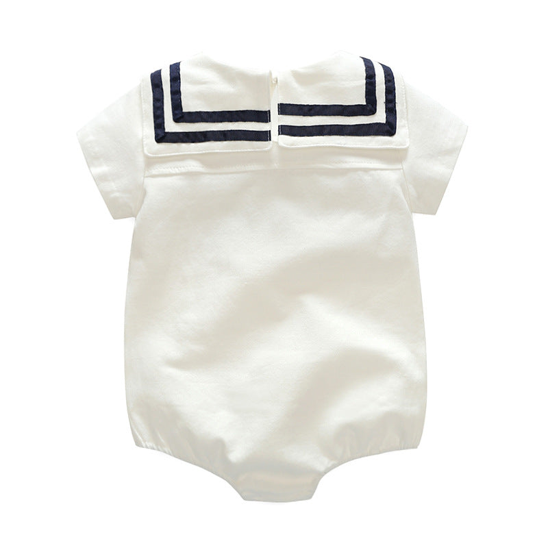 Children's Navy Jumpsuits Cotton Hat Long-sleeved Triangle Jumpsuit, Climbing Suit