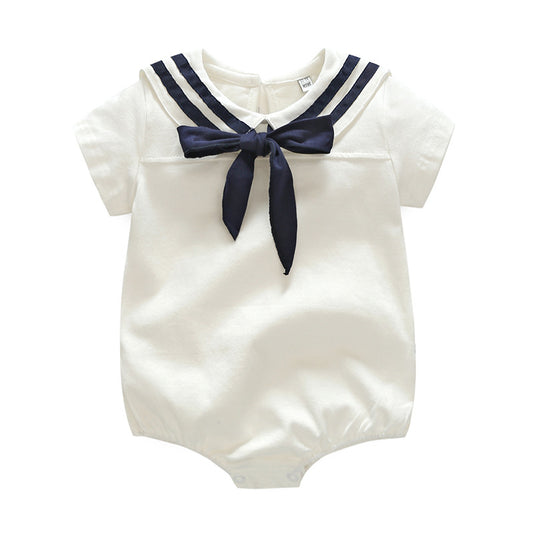 Children's Navy Jumpsuits Cotton Hat Long-sleeved Triangle Jumpsuit, Climbing Suit